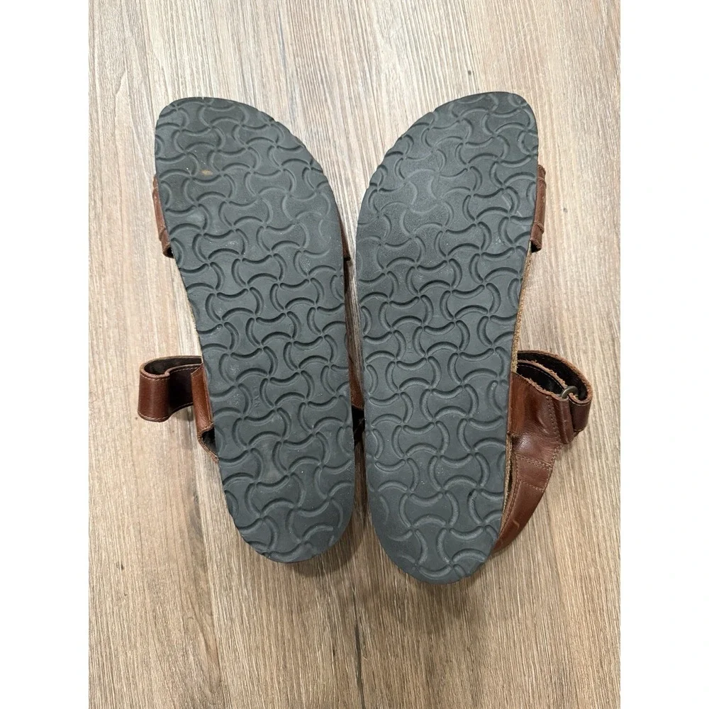 Naot Mens Leather Lappland Sandals Size 44 Sz 11-11.5 Brown Leather Hook & Loop